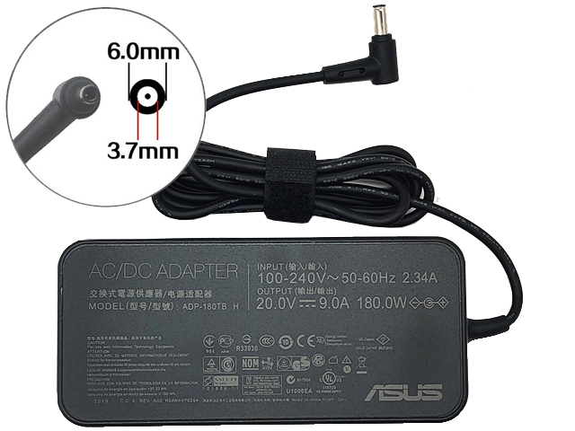 ASUS 20V 9A 180W Connector 6.0mm x 3.7mm Power Supply AC Adapter Charger